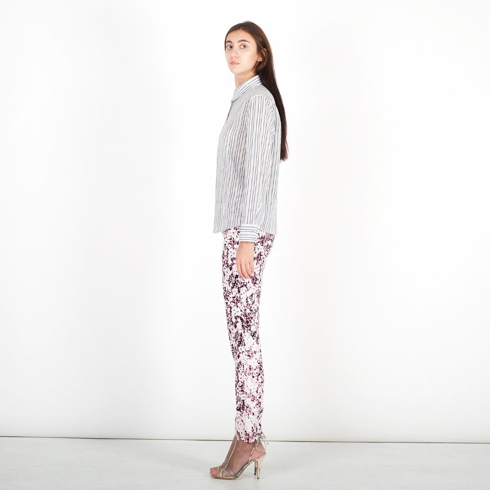 NWOT NANETTE LEPORE Pink Floral Print Pants Made in NYC USA Sz US 0 XS MSRP $298